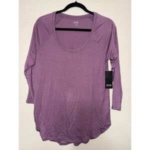 ana a new approach Womens Purple 34 Sleeve Scoop Neck Tunic Top Size S
